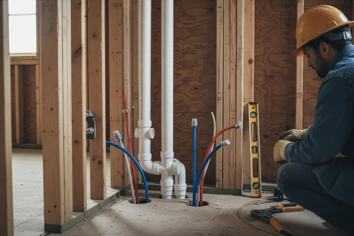 Drain and supply rough-in during Leak Detection in Lithia