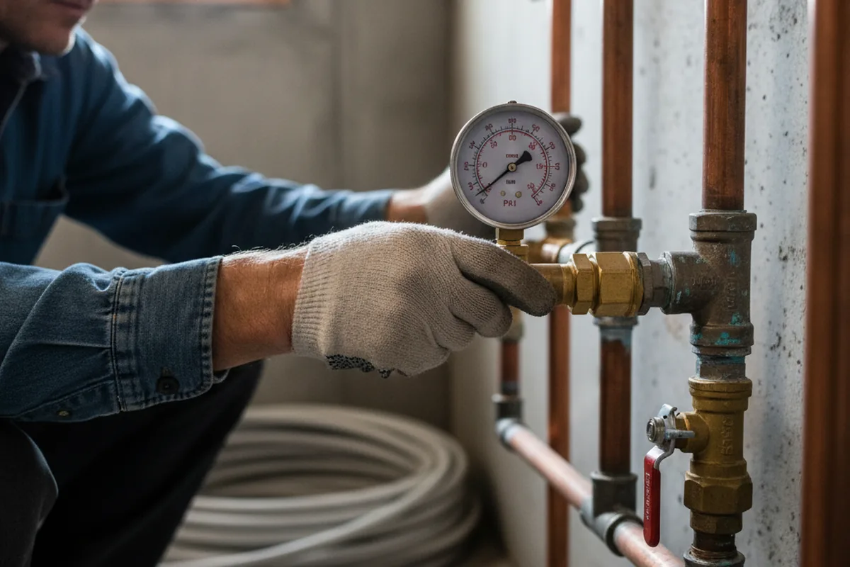 Pressure testing a repaired line during Water Line Repair in Lithia
